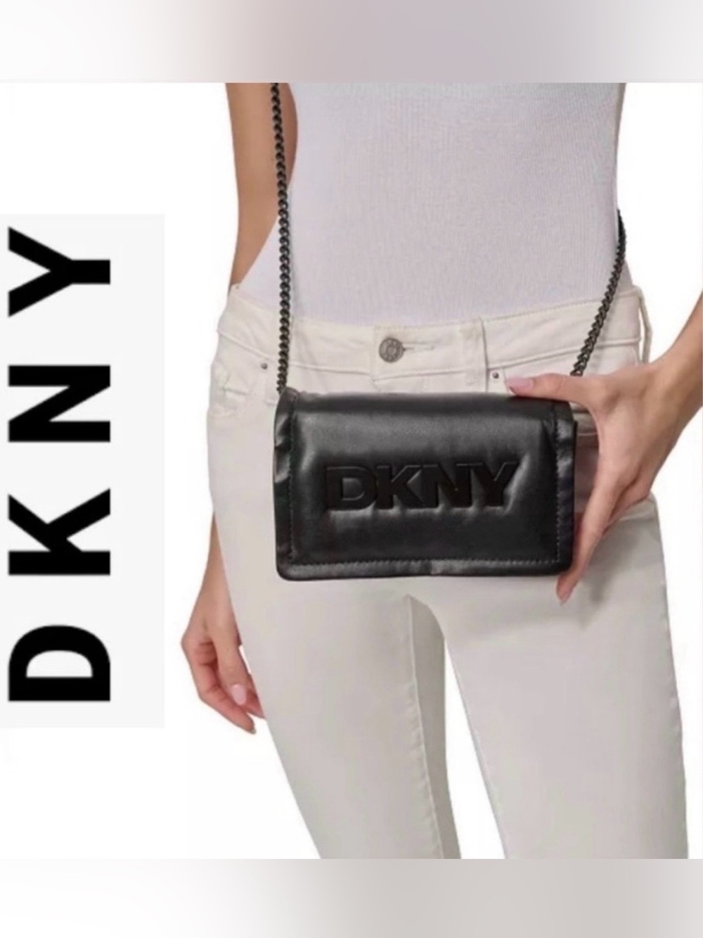NWT! DKNY GRAY BAG! I LOVE THIS BAG! I WANT TO KEEP IT LOL! BEAUTIFUL CHROME 😔.